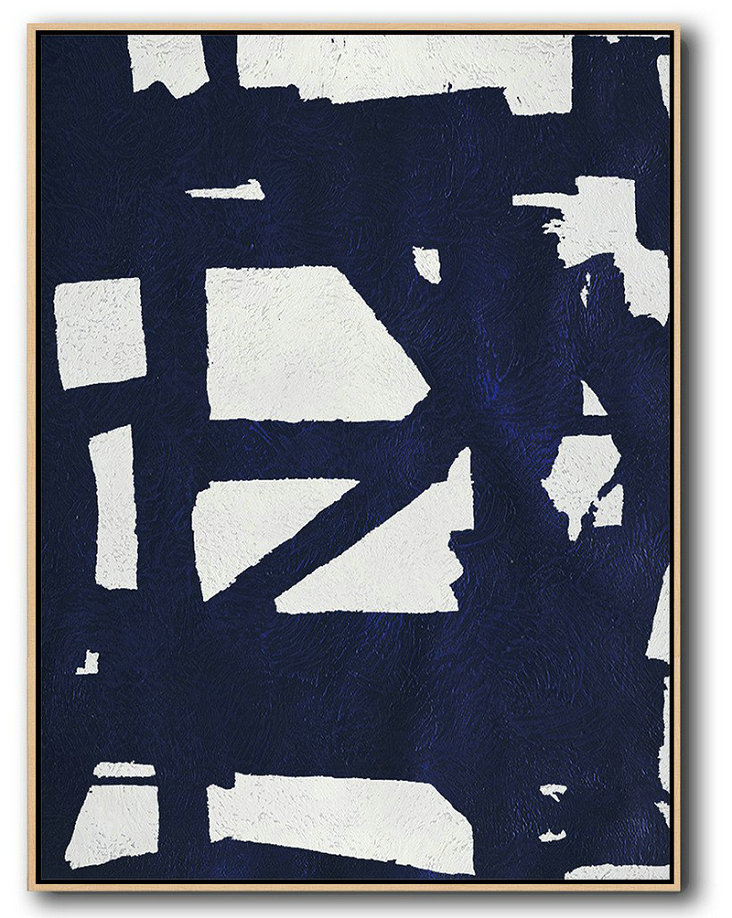 Buy Hand Painted Navy Blue Abstract Painting Online,Acrylic Painting On Canvas #U0R1